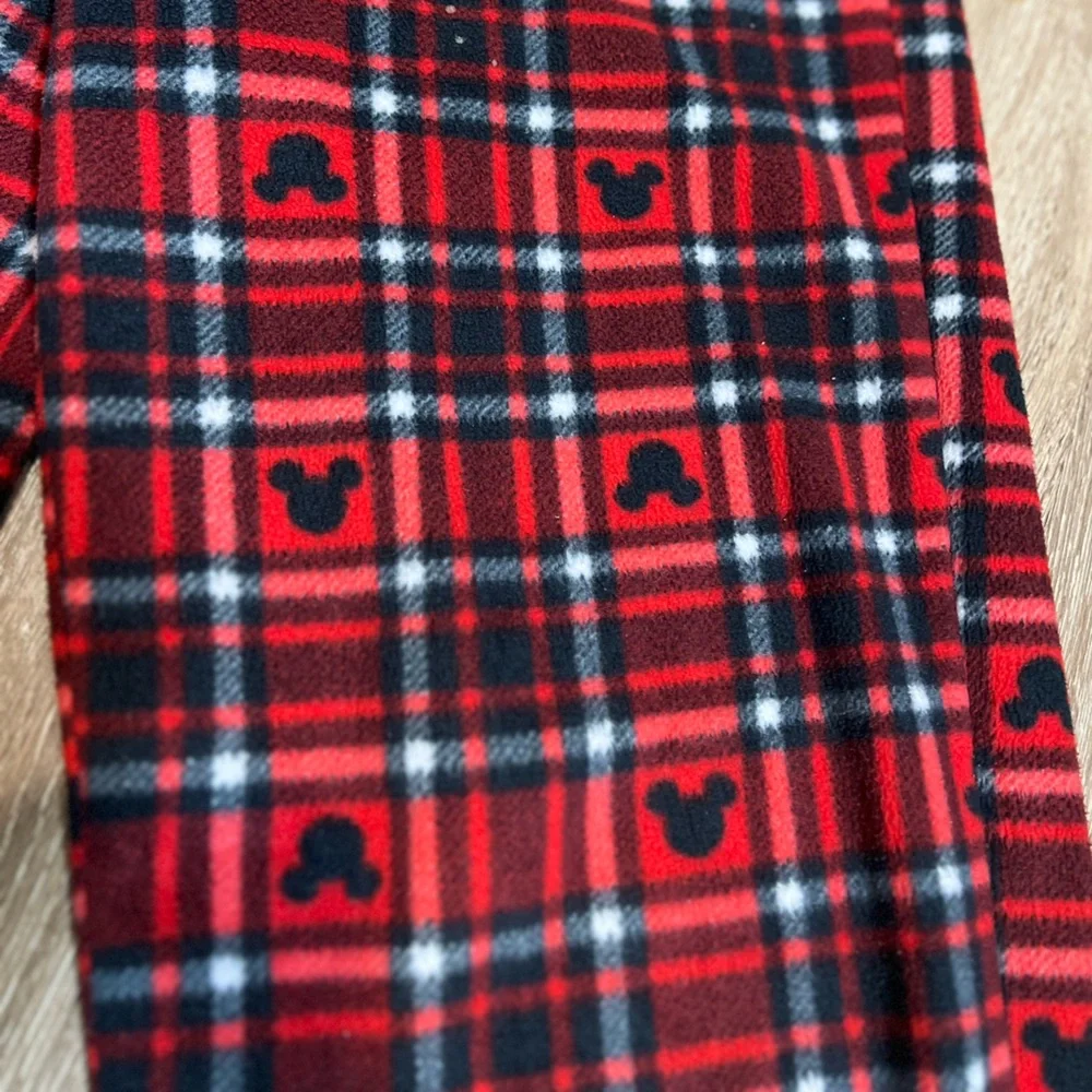 Disney Mickey Mouse Fleece Pajama Pants Red Black Plaid Lounge Mens Large L‎